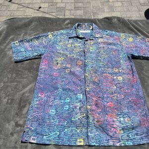 Island‎ Republic Mens M Shirt All Over Fish Print Multicolor